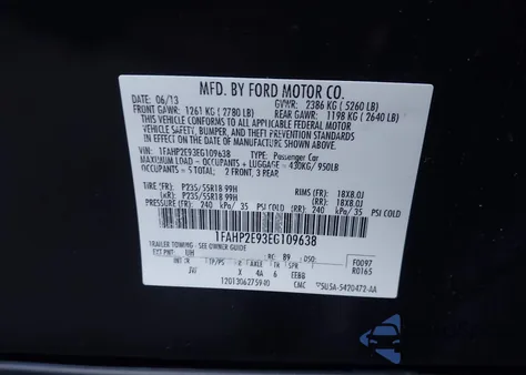 2014 Ford Taurus from USA, damaged, VIN 1EAHP2E93EG109638